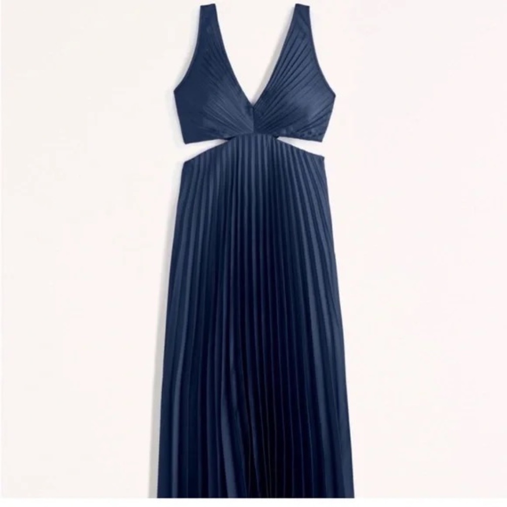 A&F Satin Pleated Cut Out Dress Medium PETITE